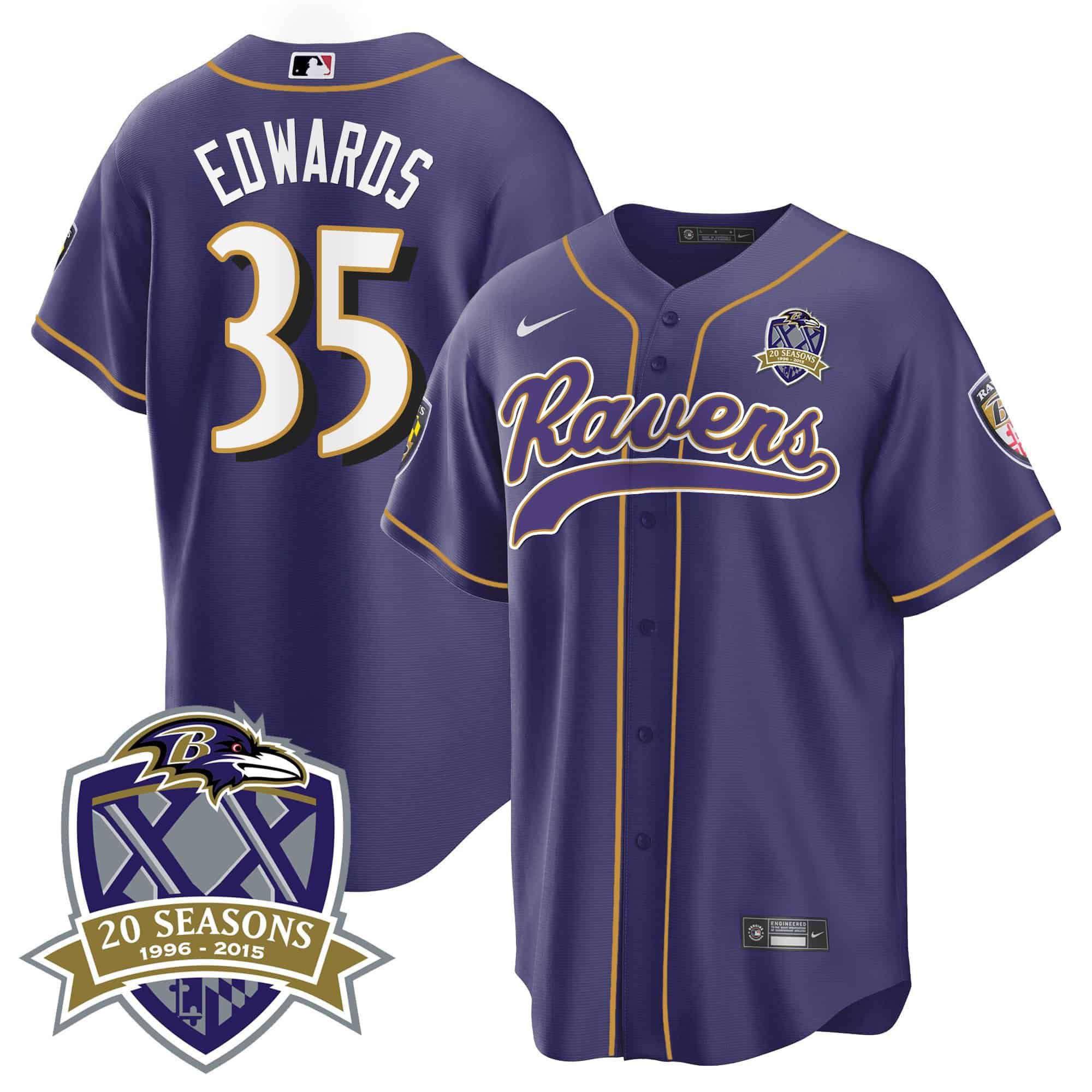 Men Baltimore Ravens #35 Edwards Purple 2024 Nike 20th Season Patch Baseball NFL Jersey style 1->indianapolis colts->NFL Jersey